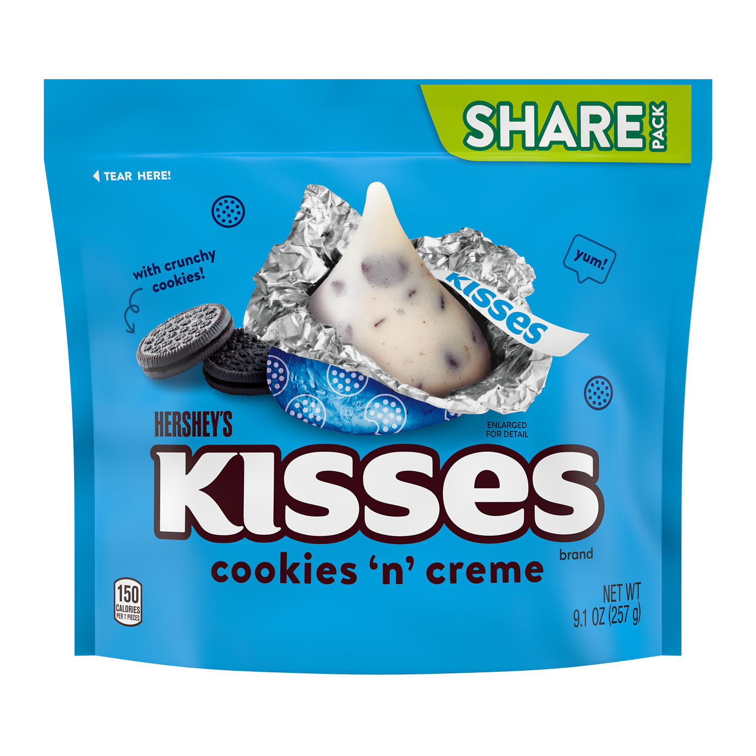 HERSHEY'S KISSES Cookies 'n' Creme Candy Share Pack, 9.1 oz