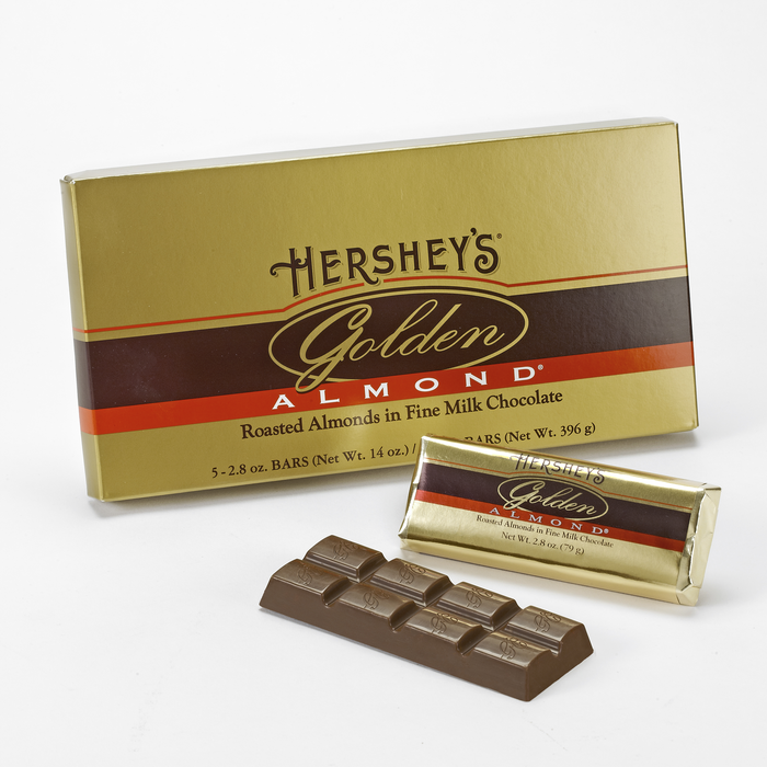 HERSHEY'S GOLDEN ALMOND Dark Chocolate Candy Bars, 2.8 oz, 5 pack