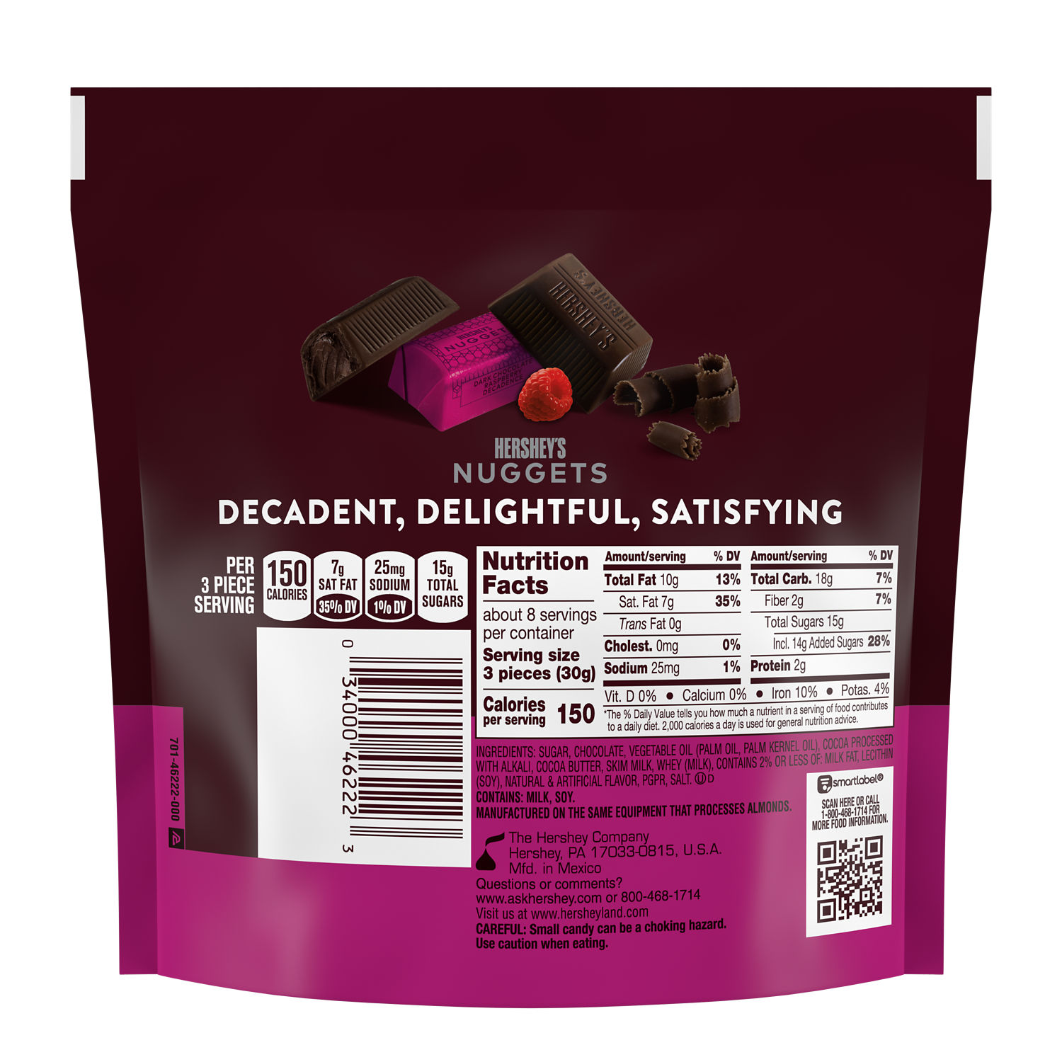 HERSHEY'S NUGGETS Dark Chocolate Raspberry Flavored Candy Share