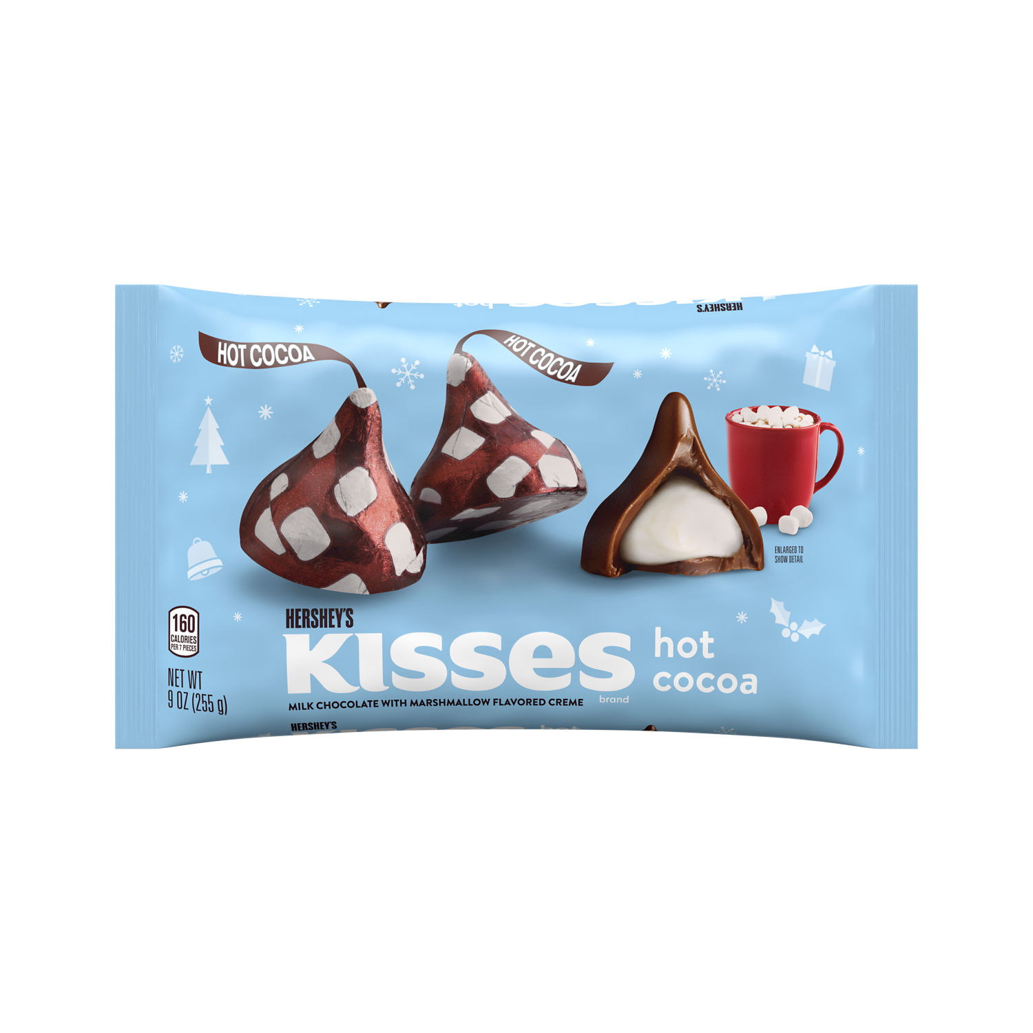 HERSHEY S KISSES Hot Cocoa Flavored Milk Chocolate Christmas Candy Bag 9 oz