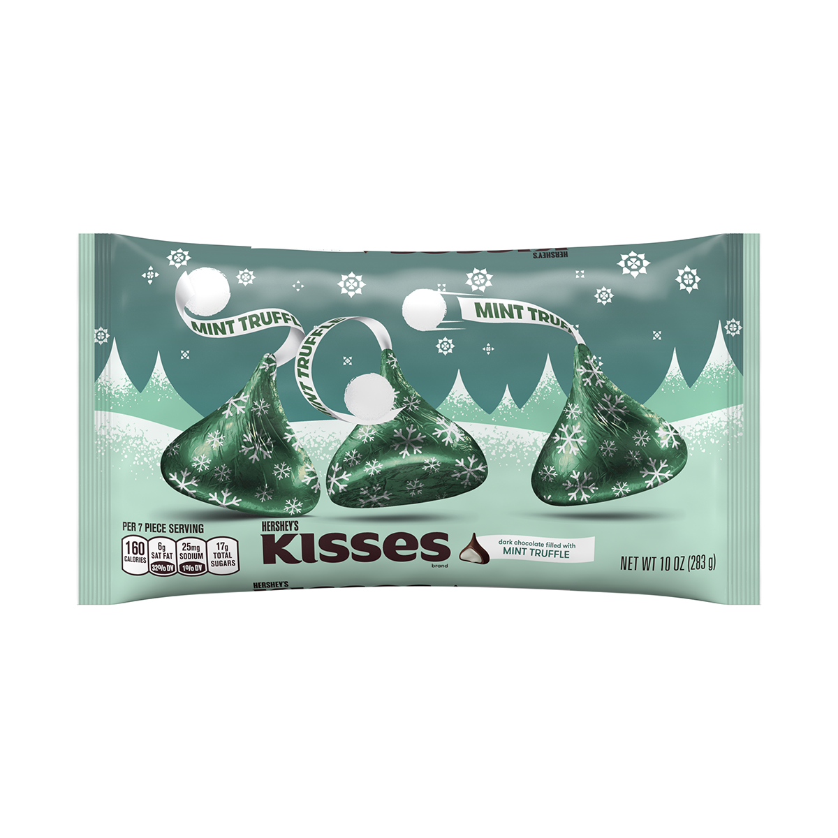 Image of HERSHEY’S KISSES Mint Truffle Candy, 10 oz. bag Packaging