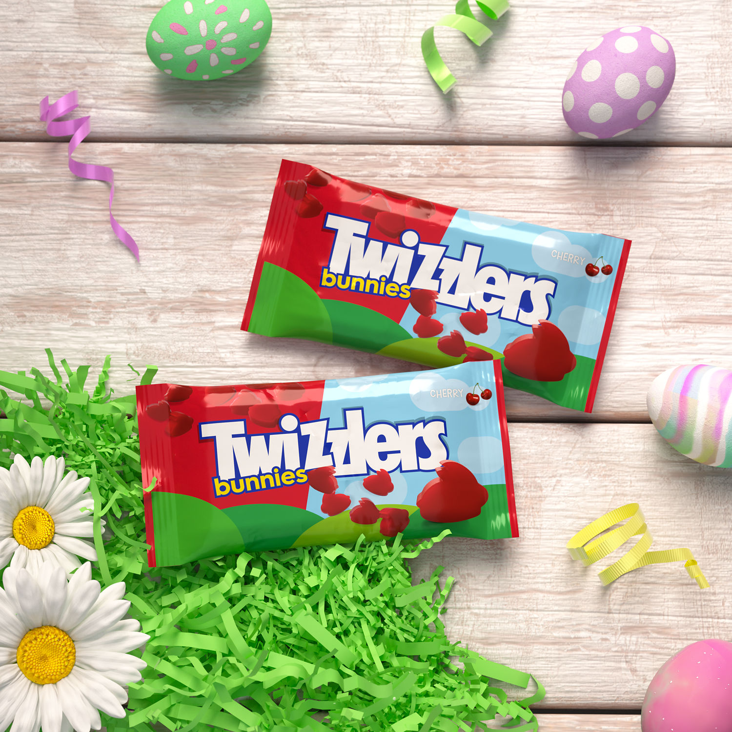 TWIZZLERS Cherry Flavored Bunnies, Easter Candy Bags, 2.1 oz (18
