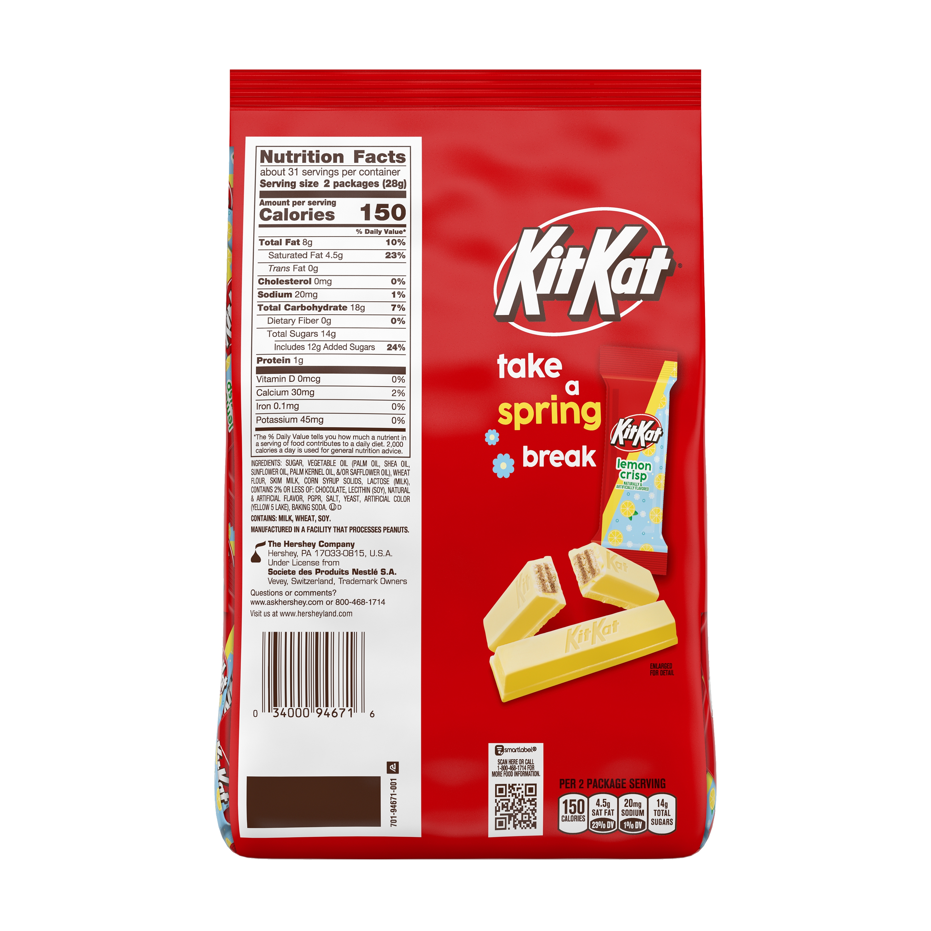 KIT KAT® Lemon Flavored Creme Wafer Snack Size, Party Size Candy