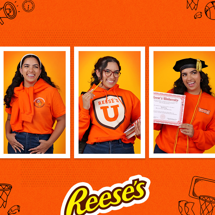 REESE'S University yearbook photo layout showcasing favorite apparel items