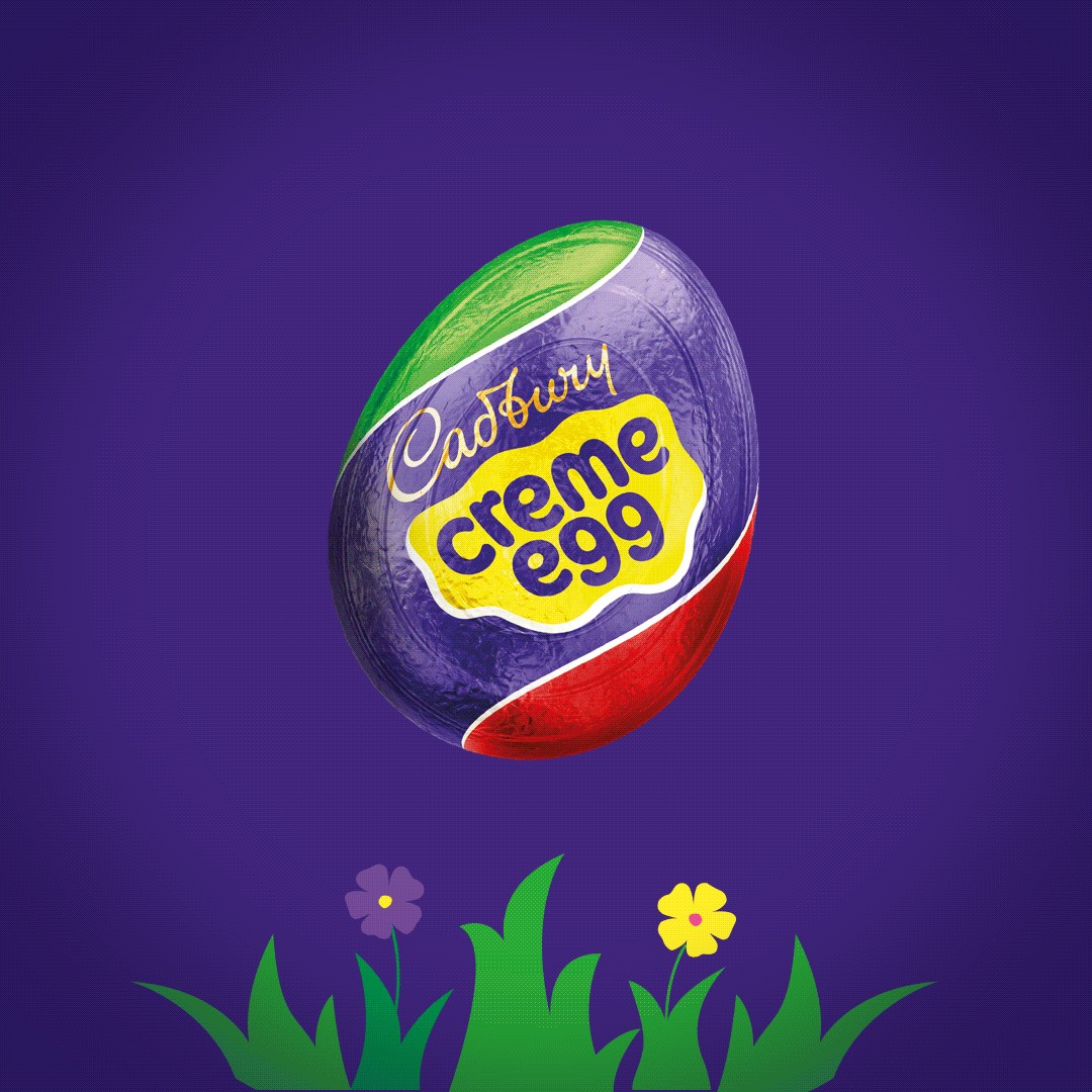 Promotional graphic showing CADBURY EASTER egg graphic