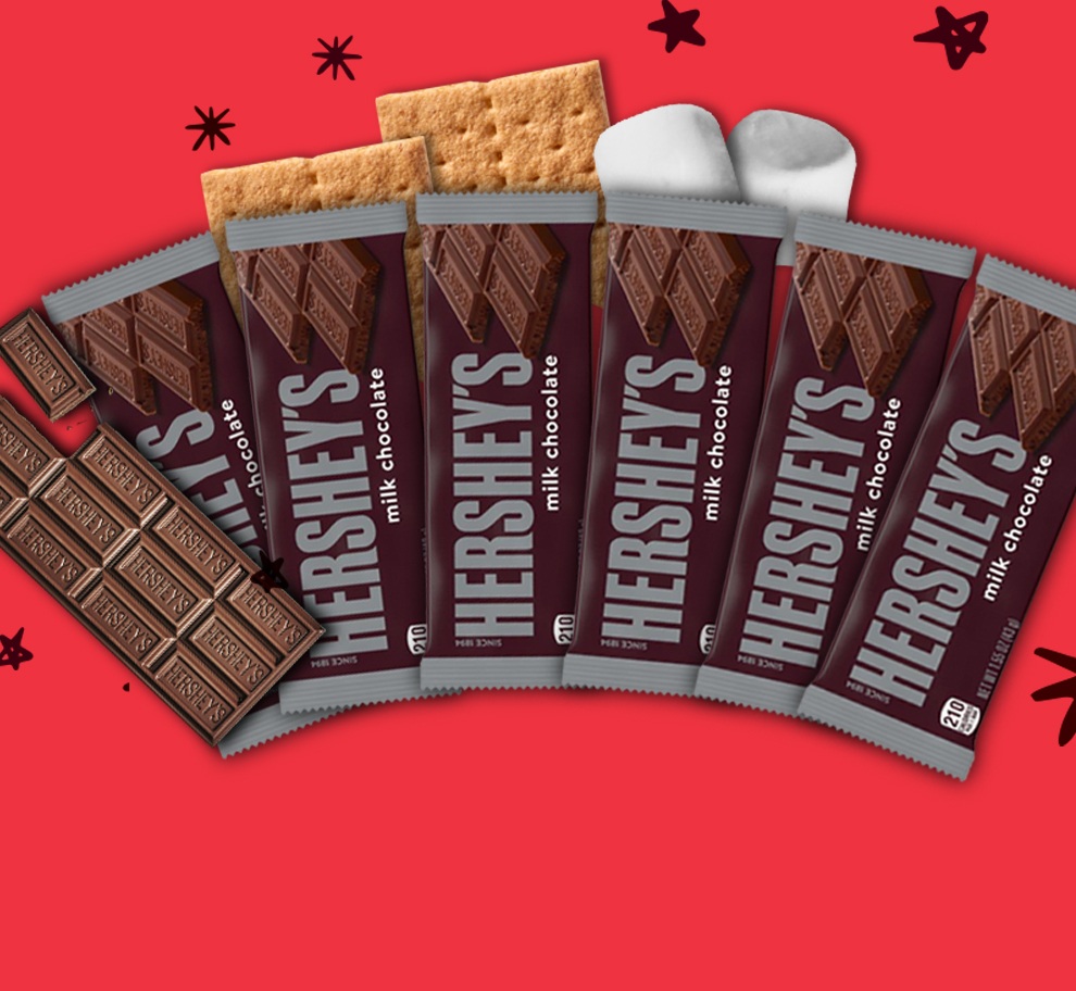 Promotional graphic featuring HERSHEY'S Americana S'mores Kits 