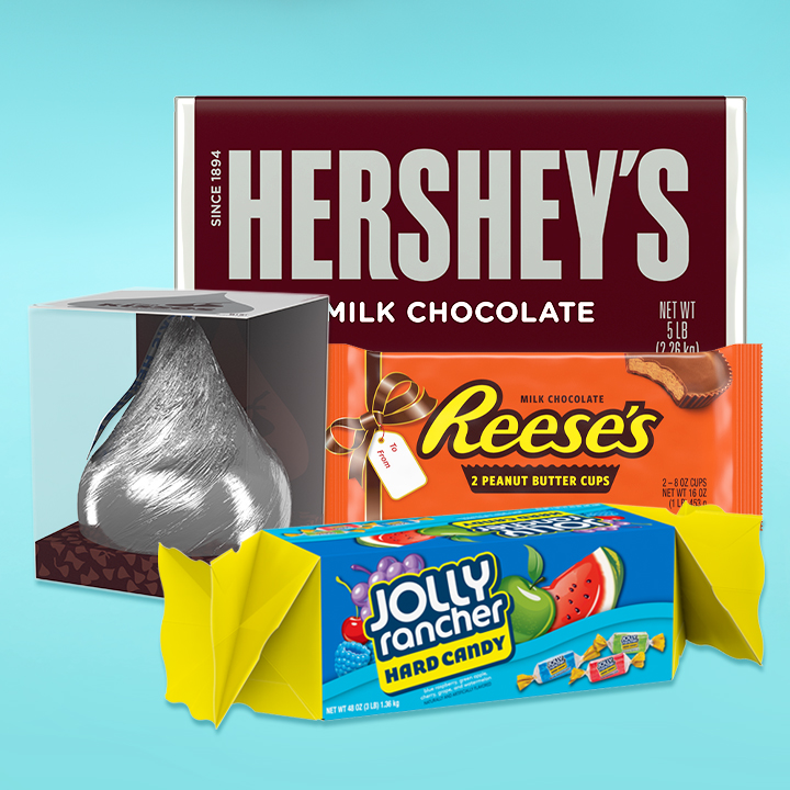 World’s Largest HERSHEY’S Milk Chocolate Bar, World’s Largest REESE’S Peanut Butter Cups, KISSES Milk Chocolate THE ULTIMATE KISS Candy and World’s Largest JOLLY RANCHER