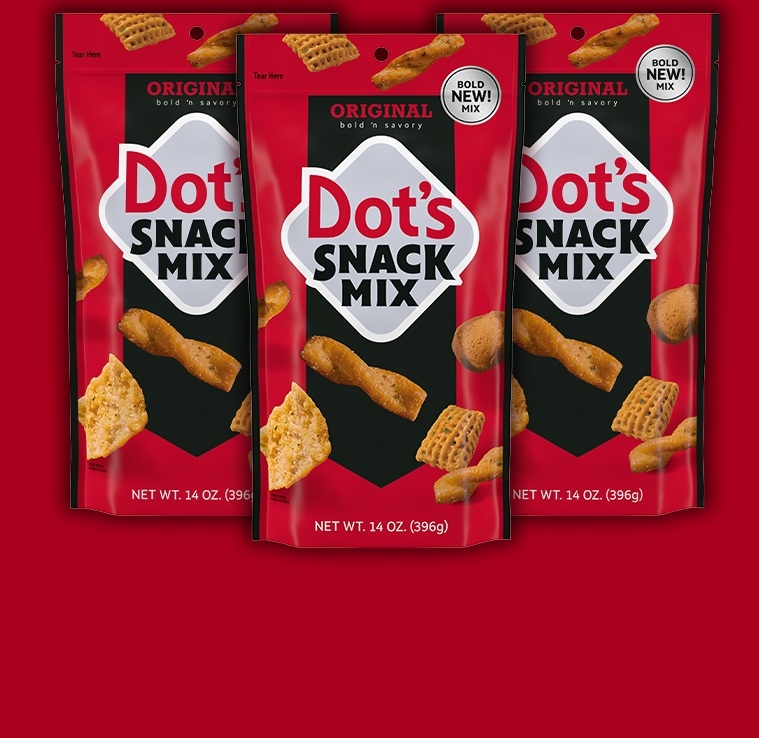 Promotional graphic featuring DOTS homestyle pretzels on a spring picnic blanket